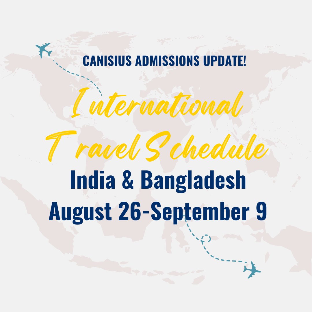 CanisiusGrad's tweet image. 🌏International travel loading ⏳... We are heading to #India &amp;amp; #Bangladesh this August &amp;amp; September ✈️ Stop by to meet an #admissions counselor and find out what #Canisius has to offer. You can find our international travel schedule using the link in our bio!