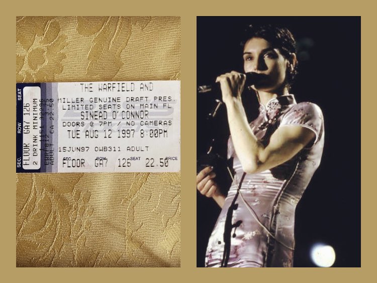 shivaunsay's tweet photo. Sinéad at The Warfield in San Francisco, August 12, 1997. I don’t know if this was the exact dress she wore that night but she wore one just like it. I remember wondering if she’d got it in San Francisco’s China Town earlier that day… #sineadoconnor #thewarfieldsf #sanfrancisco https://t.co/CXCtMWcmMo