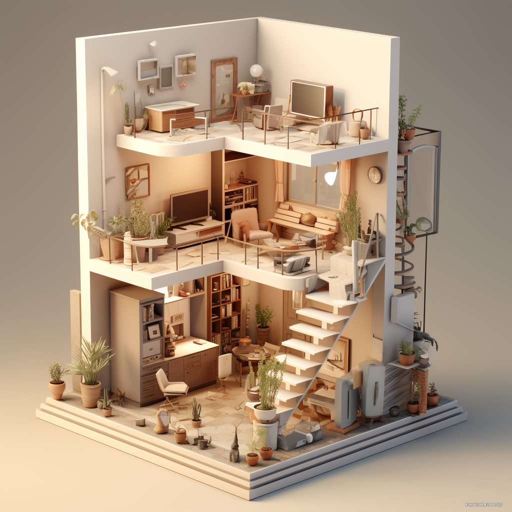 CharaspowerAI's tweet photo. 🤖Tips&Tricks - 🏠Fancy seeing the inside of an apartment in isometric 3D? Ok, I've got what you need in the Alt Balise. Get ready to discover a new perspective! #3DIsometric #PromptAlchemists #midjourney https://t.co/WzxhnDsZ8M