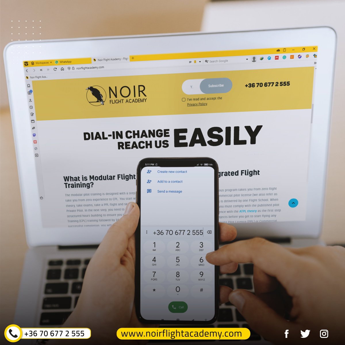 NoirFlightAcad's tweet photo. 📞 New Company Number: +36 70 677 2 555
We've upgraded our company number to better serve you. For any future communications or inquiries, please use the new number provided above. 
 #X #TwitterX 
#aviation #noirflightacademy #number #phone #mobile #whatsappstatus #cessna #pilot https://t.co/vPagQ8nocI
