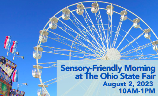 milestonesorg's tweet photo. Sensory friendly morning at the @OhioStateFair 
August 2, 10 am - 1 pm: ride the rides with no flashing lights or music, visit many educational and sensory activities, take a break in the quiet room, or check out the schedule to find a sensory-friendly Fair opportunity. https://t.co/0R07rs6XS3