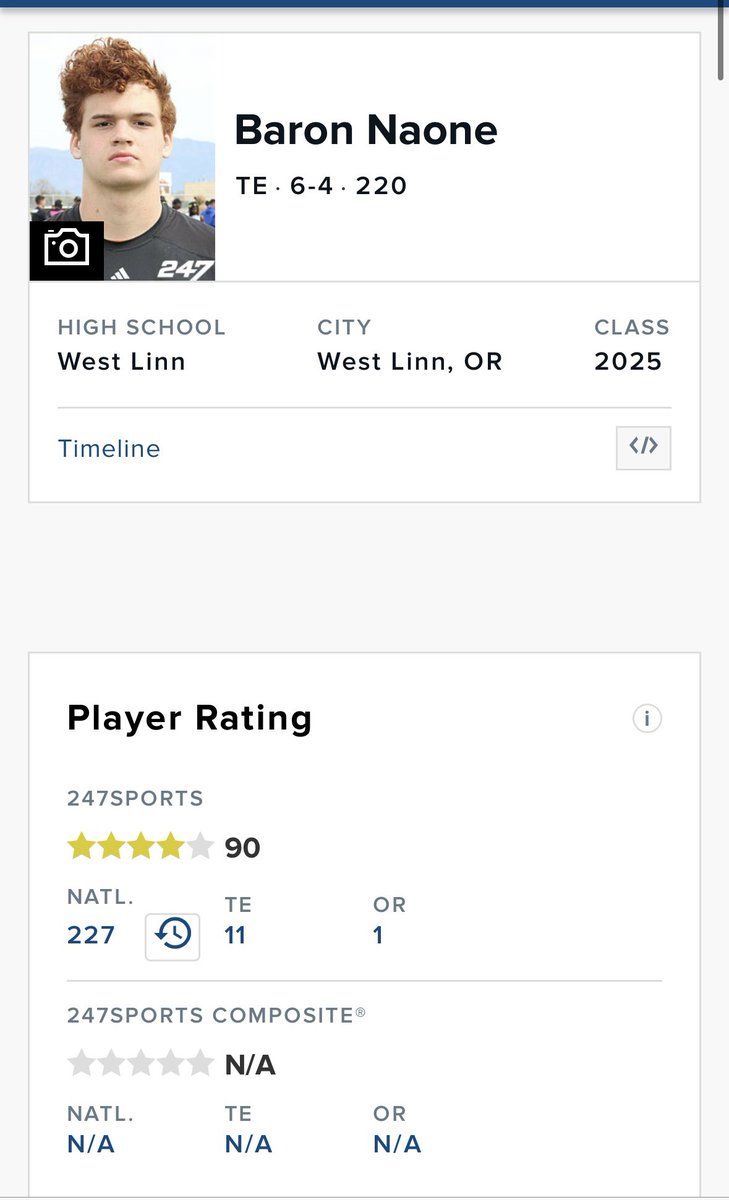 Blessed to be ranked a 4⭐️ TE ! @BrandonHuffman @ChadSimmons_ @On3Recruits @jon_eagle @westlinn_fb @flyguyhuey5 @teamlillard7on7 @RCarterTV @Lombardi_Luv @LionellSinglet1