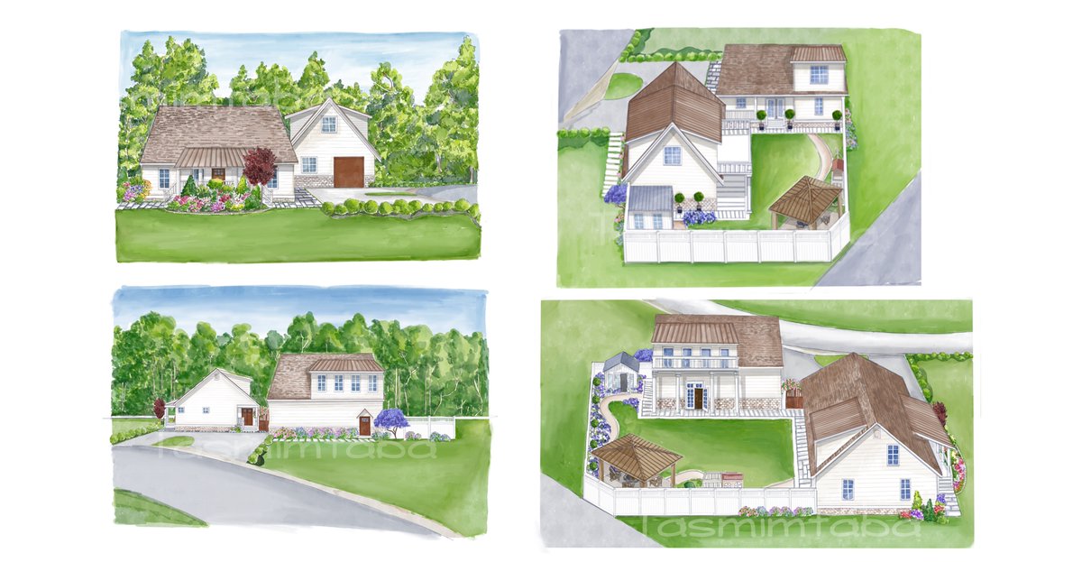 Views from various angles of a house . 
Check out my gig on fiverr fiverr.com/share/8eyKDo 

#illustration #exterior #sketches #Handdrawn #Fiverr 
#watercolor #digitalpainting