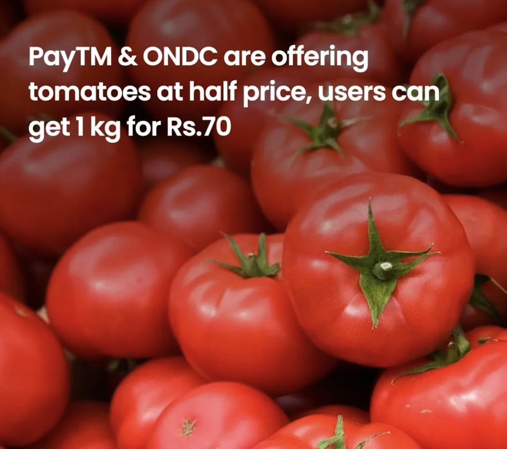 HarshedsBlogs's tweet photo. Amidst the #tomato crisis, the Open Network For Digital Commerce (ONDC) and Paytm have come up with some relief for buyers. The move is expected to benefit many users, especially considering that retail prices of tomatoes in some cities have crossed Rs 200 per kilograms. https://t.co/WxUnDZxGYg