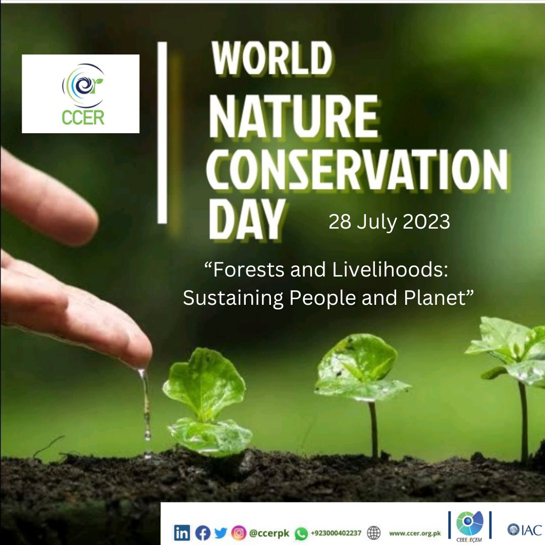ccerpkofficials's tweet photo. Happy World #NatureConservation Day 2023
Join #CCER to celebrate it with the theme "Forests & Livelihoods: Sustaining People & #Planet." Let's unite & commit to actions like forestation, promoting #sustainable practices, & preserving our natural resources for a better #future! https://t.co/B5a13UMlsK
