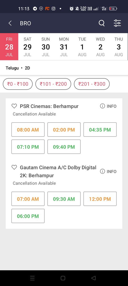 OdishaPSPKFan's tweet photo. #Berhampur  Odisha (Non Telegu speaking State) #BROtheAvatar  

Advance Tickets booking Status.

Total -9Shows
Housefull/Fast Filling -4💥💥
Above 50%+ occupancy-2 shows

Overally blockbuster Sign ✅
#BroFromTomorrow
#PawanKalyan https://t.co/Bg0AZjKUf0