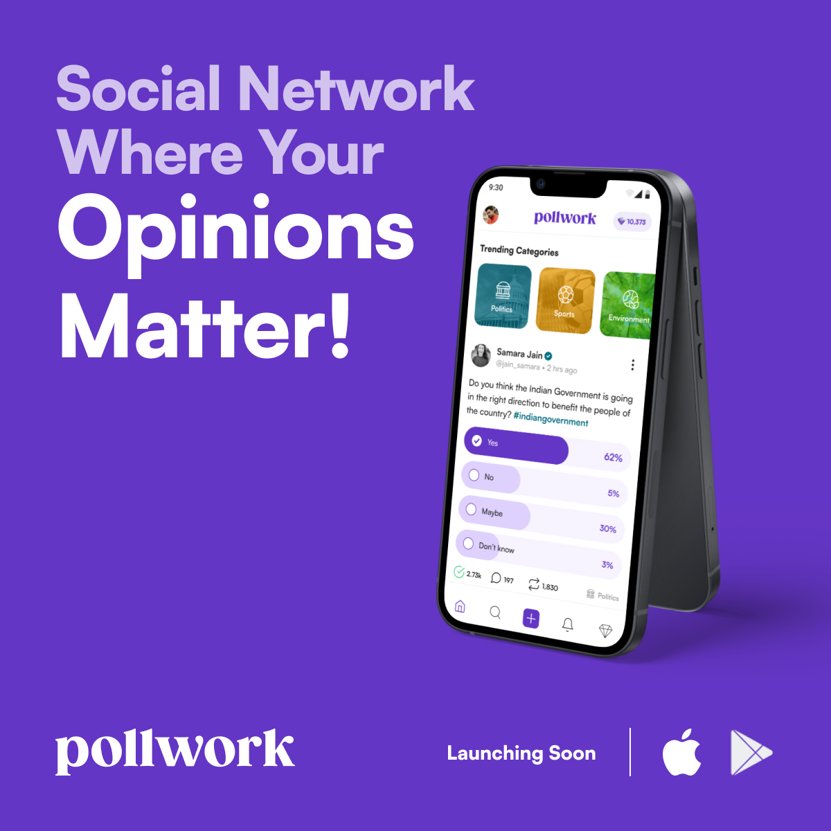 pollworkapp's tweet photo. 📣 Exciting Announcement! 

🌟 Introducing Pollwork - Your Ultimate Polling Social Network!

🔥 Whether it's choosing the best vacation spot or settling a friendly debate, Pollwork empowers you to make decisions with confidence! 💪

#PollingApp #BeHeard #ComingSoon #SocialNetwork https://t.co/UwIdrngDdu