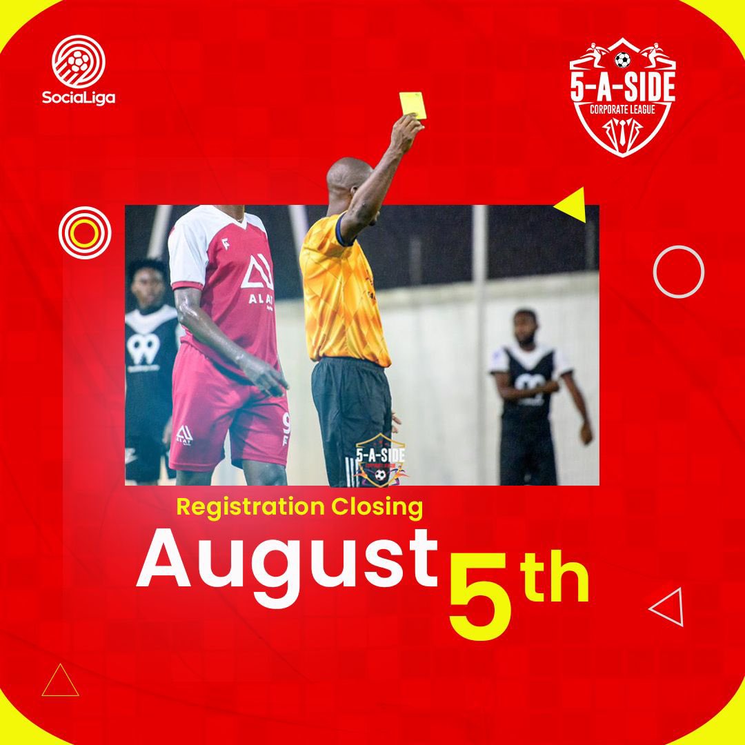 TheSociaLiga's tweet photo. The second season of the SociaLiga Corporate 5-A-Side Competition will be kicking off soon. Not only is it fun, it is great for team bonding and builds a healthy competition. 

Still interested in registering your businesses and brands for the tournament? Please send an email to football@thesocialiga.com before the 5th of August. 

See you!!!