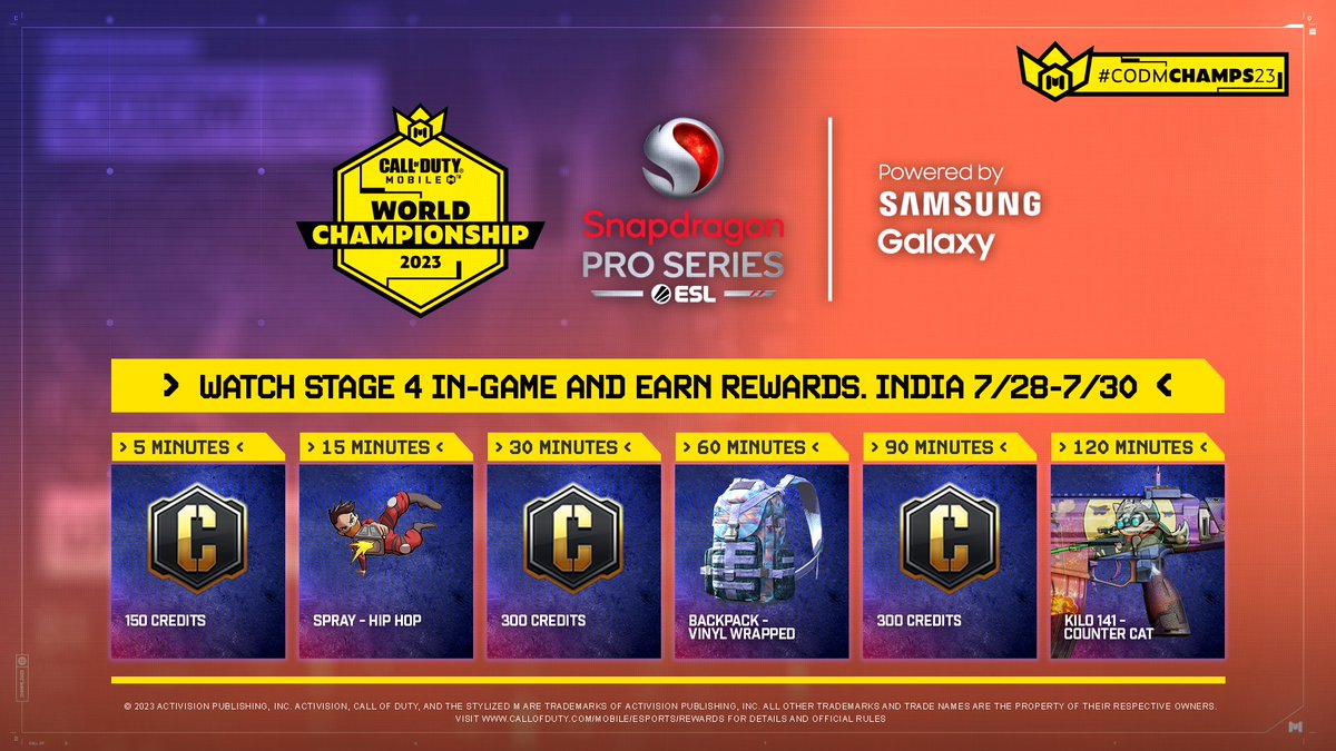 We’re turning the intensity up a notch! Tune in to Stage 4️⃣ of #CODMCHAMPS23 and earn rewards while watching! India