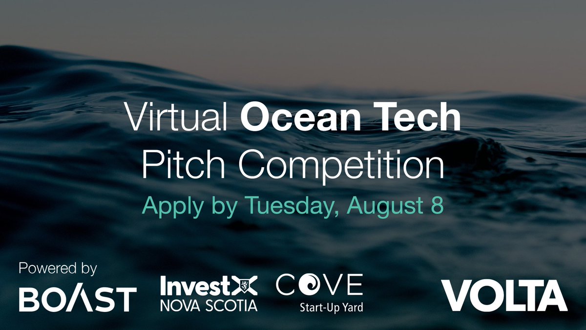 Volta Ocean Tech Pitch Competition is a great opportunity to practice your three-minute pitch, fine-tune your deck, and get feedback from peers and industry experts.

Apply by Tuesday, August 8 for your chance to take the virtual stage: voltaeffect.com/pitch-competit…

#InvestNovaScotia