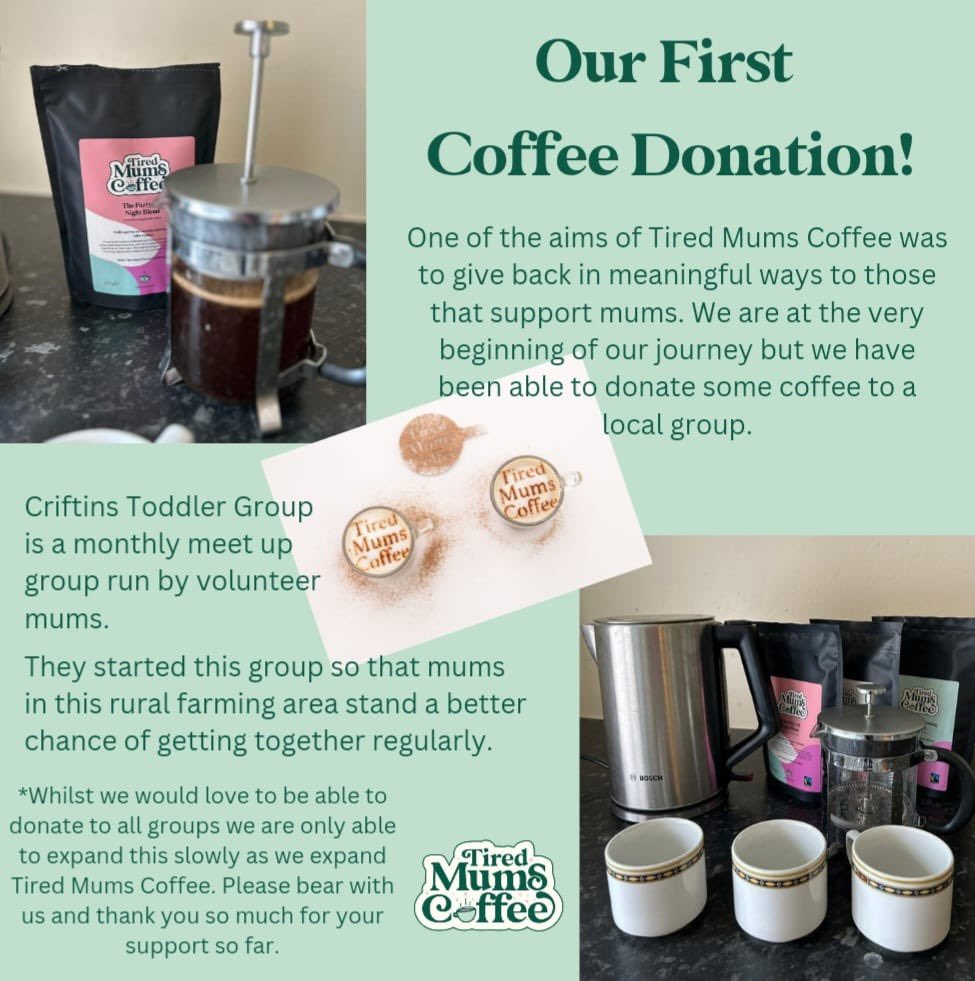 tiredmumscoffee's tweet photo. One of our aims is to give back to those who support mums. 

We were pleased to donate a package of @tiredmumscoffee to the amazing Criftins Toddler Group this month.

Keep up the good work &amp; we hope the coffee gives you all a boost!

#coffee #shropshire #givingback https://t.co/lwmQCmDDFV