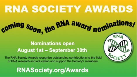 The RNA Society (@rnasociety) on Twitter photo Applications for the 2023 <a href="/RNASociety/">The RNA Society</a> Awards celebrating excellence in RNA research, service, mentorship & leadership will be available starting August 1!
Starting next week applications can be submitted on our website (rnasociety.org/awards) so please start thinking of what Applications for the 2023 <a href="/RNASociety/">The RNA Society</a> Awards celebrating excellence in RNA research, service, mentorship & leadership will be available starting August 1!
Starting next week applications can be submitted on our website (rnasociety.org/awards) so please start thinking of what