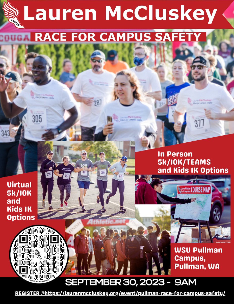 Join us for our 5th Annual Lauren McCluskey Race for Campus Safety on
September 30, 2023! 
To register please visit our website at laurenmccluskey.org. We hope to see you there! #ForLauren