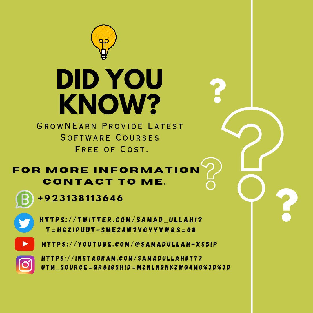 Samad_Ullah1's tweet photo. Jab Ye Sab Hai To Or Kya Chahiye. 
Hazaron K Courses Free Mein...
For More Detail Contact. https://t.co/6c6wlwKX03