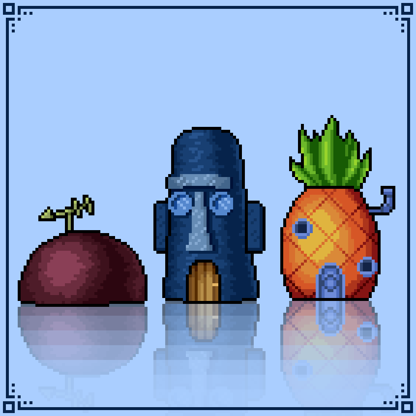 I drew some iconic underwater houses c:
#spongebob #pixelart