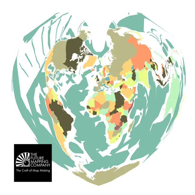 Futuremaps's tweet image. B O N N E
An Equal Area Projection
The projection was creayed by Claudius Ptolemy in about A.D. 100, but it was named after Rigobert Bonne who used the projection in the mid 1700's.
It's graticule takes the form of a heart.
#bonneprojection #heartmap #mapprojection