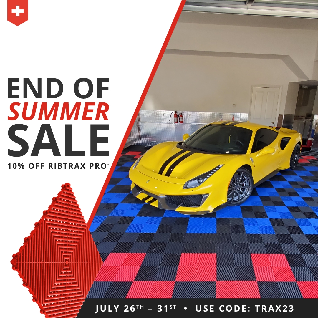 Close out summer with 10% off all standard Ribtrax Pro* garage floor tiles! Use code TRAX23 with our floor designer, online store or quote request through 7.31.23.

*Discount applies to Ribtrax Pro Standard Color Options. bit.ly/3yXXBOw

#sale #garage #garagemakeover