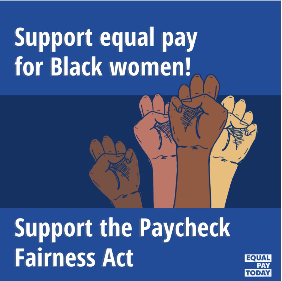 I call on Congress to pass the Paycheck Fairness Act to tackle pay discrimination and promote economic security for women and their families. It’s time to stand up for equal pay, especially for women of color. #BlackWomensEqualPayDay #BlackWomenCantWait