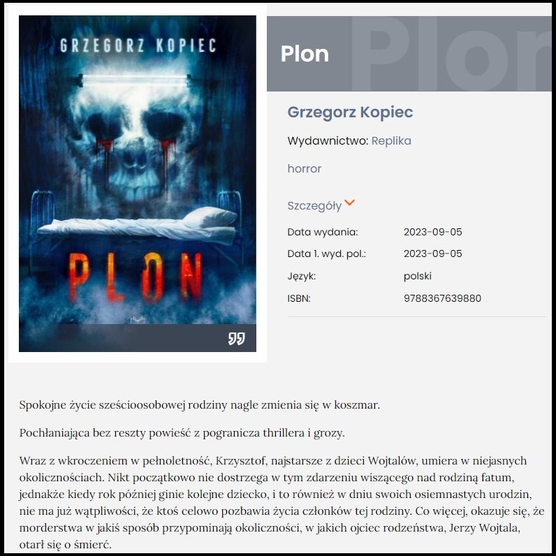 GrzegorzKopiec's tweet image. 📣"Plon" leci do druku📣

Po dwóch profesjonalnych korektach dokonanych przez Panie Magdalenę i Elizę oraz ostatnim moim autorskim czytaniu mogę powiedzieć: "Mamy to!"

Z ciekawostek... powieść wraz z posłowiem liczy sobie 416 stron.

#Plon trafił też na serwis #LubimyCzytać.