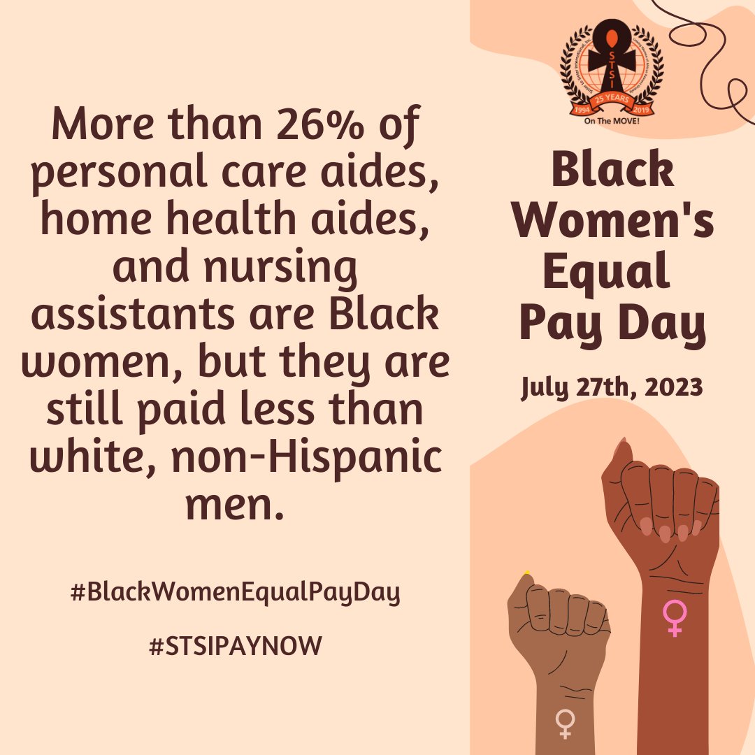 PowherNY's tweet photo. More than 26% of personal care aides, home health aides and nursing assistants working full time, year-round are Black women, but they are still paid less than white, non-Hispanic men in the same jobs. @STSIonthemove #BlackWomenEqualPayDay #EqualPayNY #STSIPAYNOW #STSI https://t.co/WKlrDyio8z