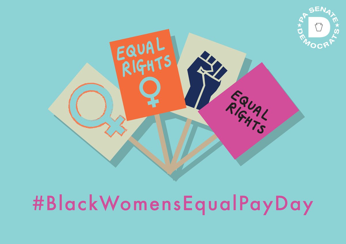 PaSenateDems's tweet photo. Today is #BlackWomensEqualPayDay - which represents the day in average Black women must work into the next year before the make what men made ending on Dec. 31.
The @PaSenateDems advocate for every woman to get the #equalpay that she deserves for the work that she does. https://t.co/89PI6V3x0h