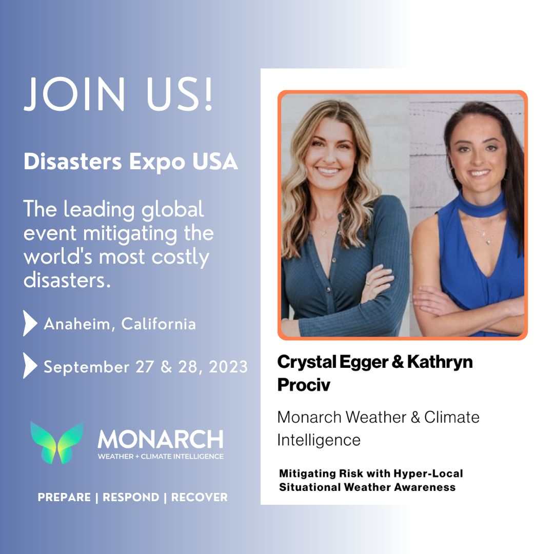 monarchweather's tweet photo. Join us for an informative session or reach out to schedule meet-ups and complimentary business consultations with Monarch Founders, @crystalegger  and @KathrynProciv #DisasterXCali #RiskMitigation #OurChangingClimate 

https://t.co/aDrDAuLm0V https://t.co/UL5BdmExgU