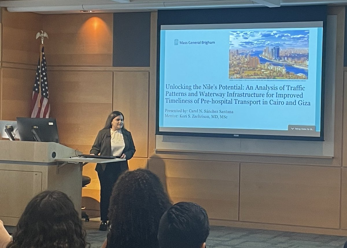 ⁦@mghcdi⁩ summer research stud Carol Sánchez Santana presenting the culmination of her incredible work studying the potential for novel prehospital transport strategies in #cairo w water ambulances. So proud! ⁦@MassGeneralEM⁩ ⁦@m_e_s_k⁩ ⁦⁦@RamaSalhiMD⁩