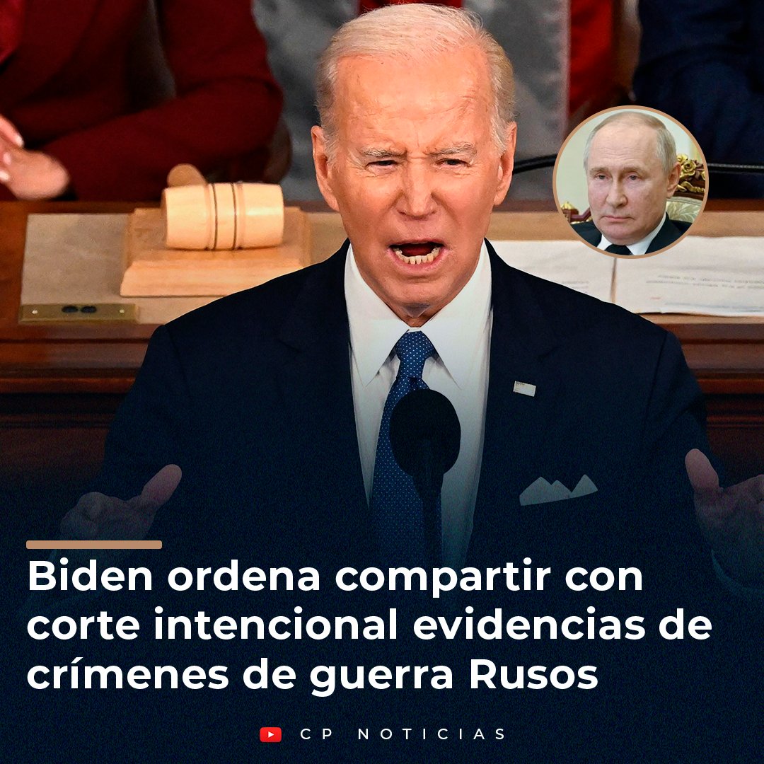 claroypelaord's tweet photo. https://t.co/kLSrQ7LpmG
El mandatario de EE.UU. Joe Biden, instruyó compartir evidencia de presuntos crímenes de guerra rusos en Ucrania con la CPI en La Haya, según un funcionario. El Pentágono se opone, temiendo posible enjuiciamiento politizado de sus tropas en el extranjero. https://t.co/cg9f69u9V9
