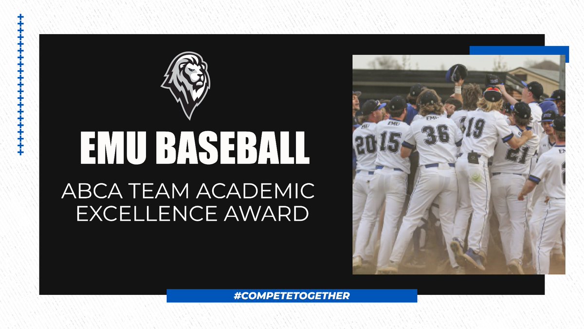 EMU_Athletics's tweet photo. 🏆ROYAL AWARD ALERT🏆
After knocking it out of the park in the classroom this year, @EMUbaseball1 has been named an ABCA Team Academic Excellence Award winner for the second straight season! #competetogether #bearoyal

https://t.co/jlKBmaPNym https://t.co/Catxhlg2hN