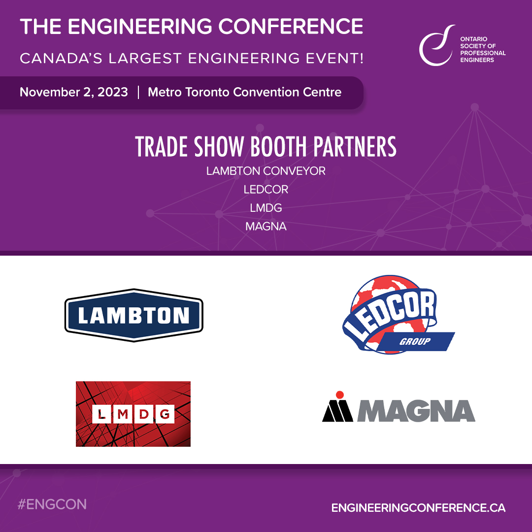 O_S_P_E's tweet photo. OSPE is pleased to announce our fourth slate of partners for the 2023 #EngCon on November 2. We look forward to partnering with leading industry and non-profit organizations to deliver Canada’s largest engineering event.

Full statement: https://t.co/5VADdhtDU8 https://t.co/PyPDxenaTI