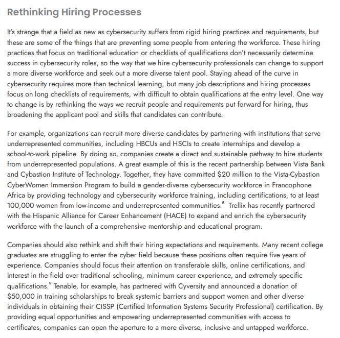 .<a href="/CyberSecCenter/">Center for Cybersecurity Policy and Law</a> is out with a new report explaining why diversity in the cyber workforce is important and offering suggestions for better education, hiring, and retention. assets.website-files.com/62715f02a51b61…

This comes as <a href="/ONCD/">White House Office of the National Cyber Director</a> is expected to soon release its natl cyber workforce strategy.