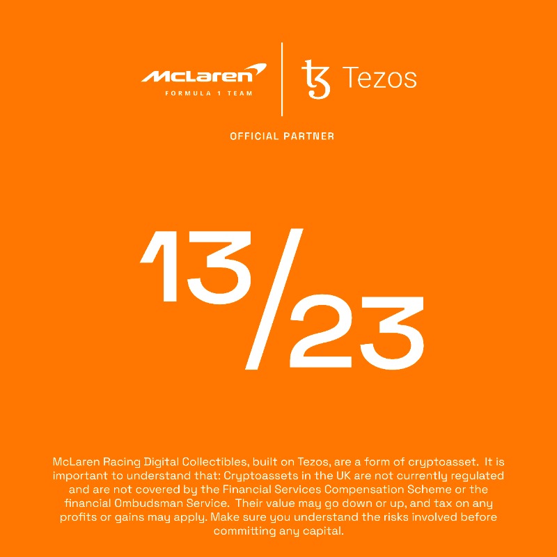 tezos's tweet photo. The @McLarenF1 #BelgianGP 🇧🇪 Digital Collectible has arrived 🤩 complete the set for a chance to earn exciting rewards!

🧡 2024 race experience
🧡 Autographed race collectible poster
🧡 Virtual meet-and-greet with @ZBrownCEO!

Available on @TrustWallet &amp; other Tezos wallets.