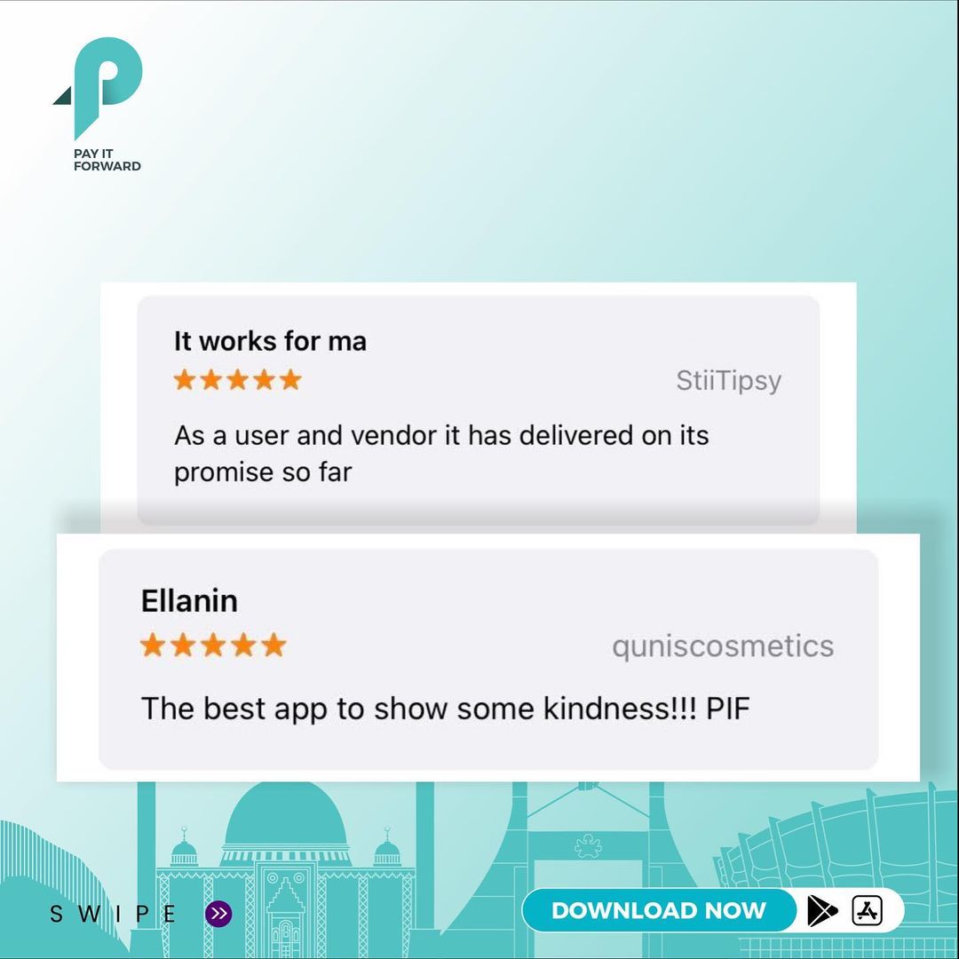 PIFAfrica's tweet photo. Word on the street about PIF >>>>> 📢

Try using the PIF app today.🎁

#pifingisgiving #justpifit #socialgifting #randomactofkindess https://t.co/jcp0j3uTbj