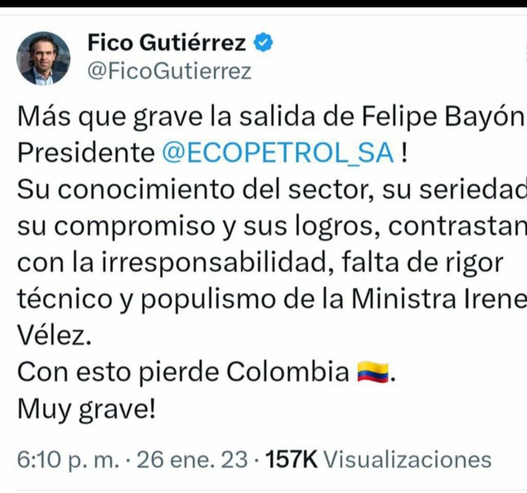 ElizbethCristi7's tweet photo. ‼️El que comparta esta información. Lo sigo:

Es alarmante la magnitud del robo al estado colombiano y el hecho de que los delincuentes involucrados fueran "gente de bien" de sectores adinerados del país. La investigación de la Dijin debe ser rigurosa y exhaustiva para llevar a los responsables ante la justicia.

Es esencial determinar si hubo complicidad o apoyo interno en Ecopetrol durante este robo millonario. La transparencia y la rendición de cuentas son fundamentales para restaurar la confianza en las instituciones y asegurar que estos actos no vuelvan a repetirse.

La sociedad debe estar atenta a los resultados de la investigación y exigir que todos los involucrados, sin importar su posición social o económica, enfrenten las consecuencias de sus acciones. Solo así se podrá hacer justicia y garantizar un futuro más íntegro para el país.
Si hubiera ganado Alias fico esto no habría salido a la luz. #NosRobaronEcopetrol