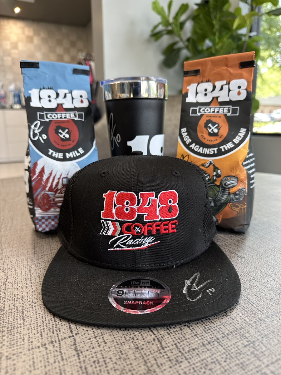 C_Rice1's tweet photo. I'm doing a #Giveaway of some @1848Coffee signed stuff!!

If you want a chance to win two bags of 1848 coffee grounds, an 1848 tumbler and an 1848 Coffee Racing hat... here's what to do:

- Follow me @C_Rice1, @1848Coffee &amp; @KauligRacing 
- Like &amp; RT this tweet

Good luck! ☕️ https://t.co/tt2CUgPMAm