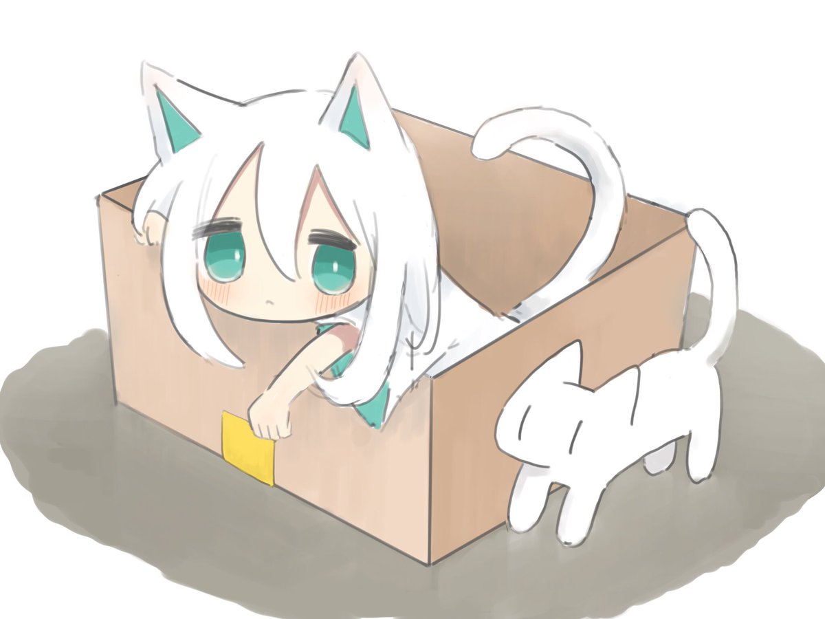 1girl in box cat animal ears tail cat tail cat ears  illustration images