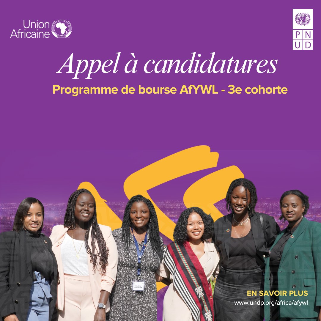 ✨Prêtes à briller & à conquérir de nouveaux horizons ?
👉 Postulez dès maintenant pour la 3e cohorte du Programme 'African Young Women Leaders' #AfYWL

💪 Faites partie d'une mission qui transforme des vies ! Cliquez ici ▶️bit.ly/3q9pAc8
#AfricanWomenLead #UbuntuLeaders