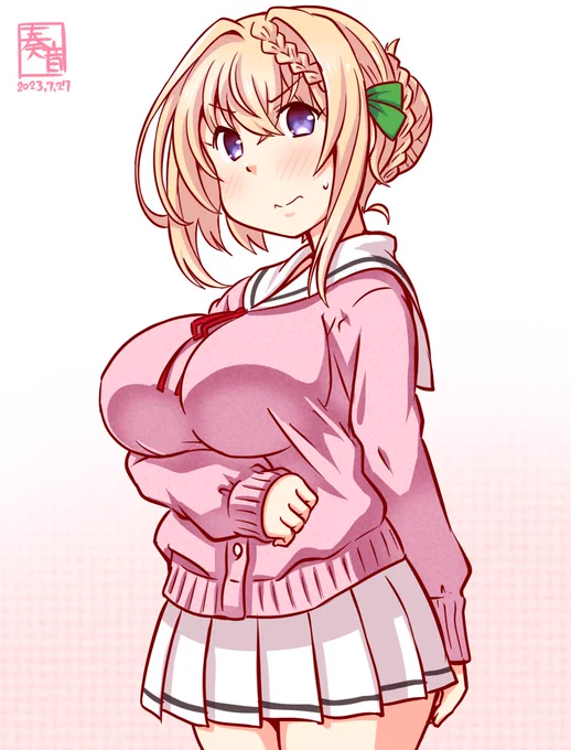 「…問題があれば、着替えてきます。…そ、そう?」#艦これ版真剣お絵描き60分一本勝負_20230727#パース 