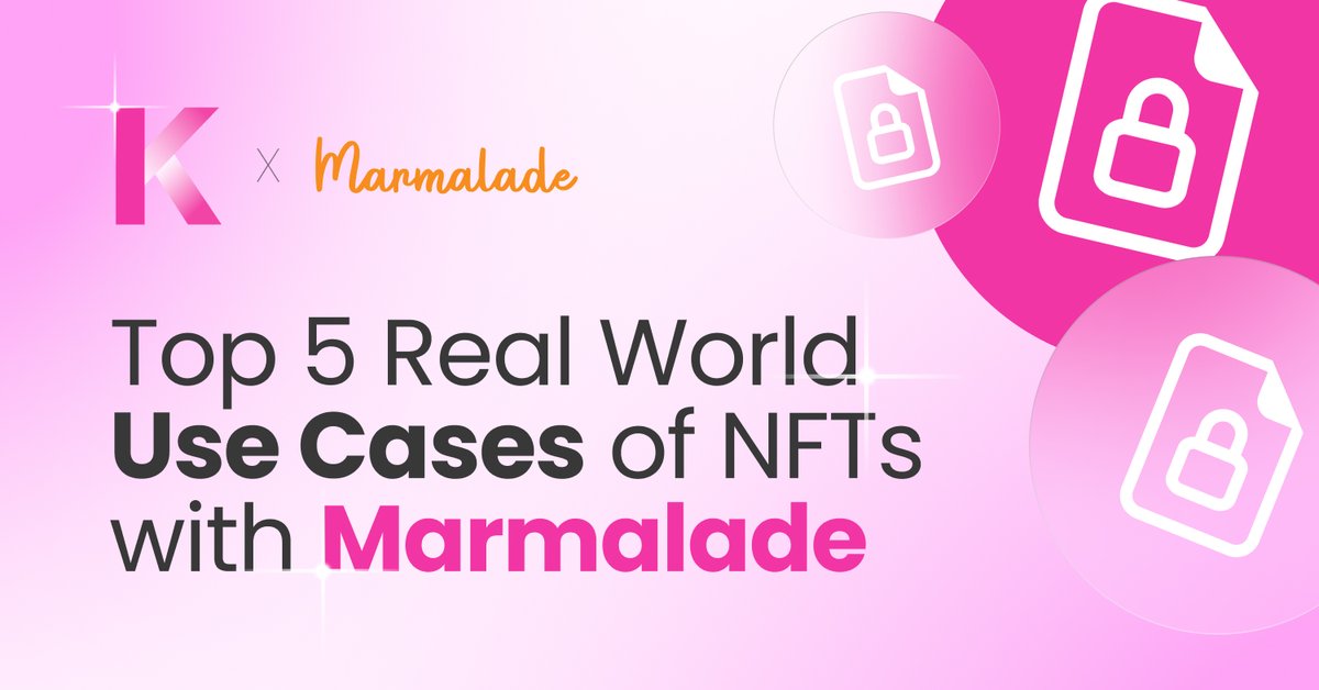 ✔️Fractionalized investments
✔️Supply chain tracking
✔️Counterfeit prevention

...these are all just some of #NFT's amazing real use cases of the future.

Read on to see how NFTs are changing the future and how #Marmalade, <a href="/kadena_io/">Kadena</a>’s NFT standard, is ahead of the game!