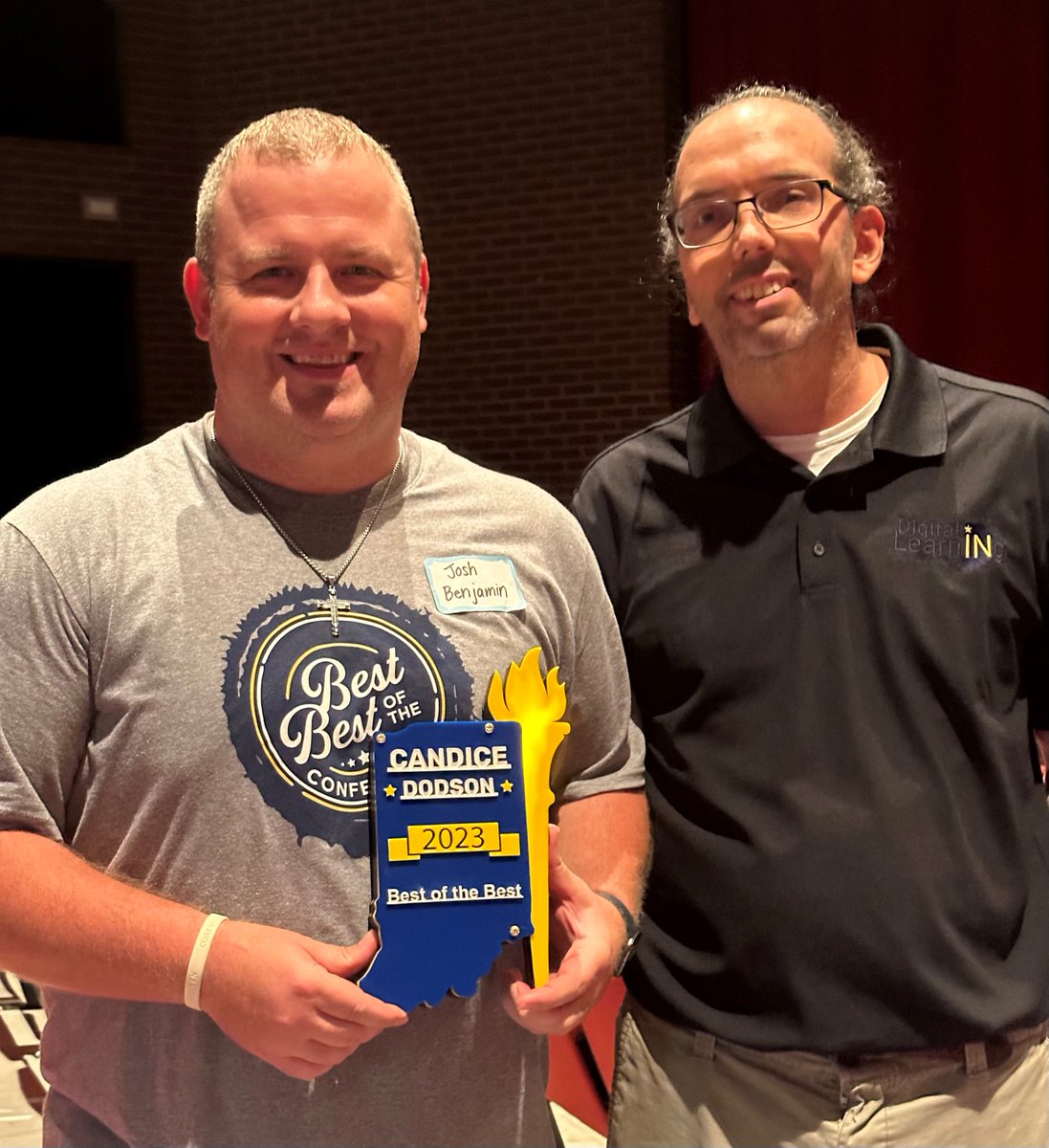 Congratulations to Josh Benjamin, winner of the 2023 Candice Dodson Award at <a href="/BOTBConference/">Best of the Best</a>! <a href="/CoachJB4/">Joshua Benjamin</a> <a href="/S_DCSC/">Sunman-Dearborn Community Schools</a> #INeLearn