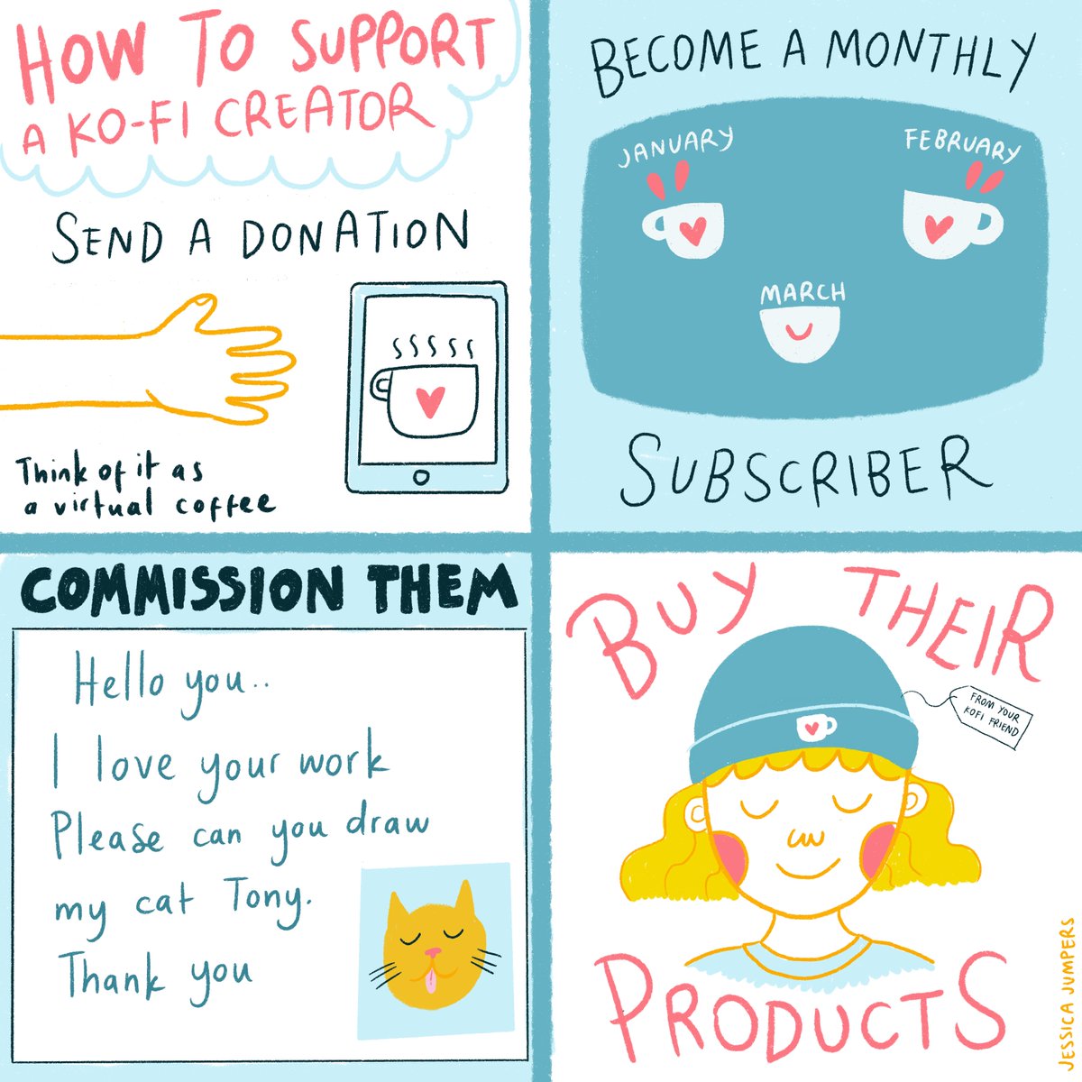 kofi_button's tweet photo. How to support a Ko-fi creator ❤️

💞 Share, like, RT &amp; follow on social
💬 Leave encouraging comments
💎 Join their membership
✨ Buy their products/commission them
☕ Support them on Ko-fi!

RT with your Ko-fi link so your fans know where to support you! https://t.co/0s3HO7P77s