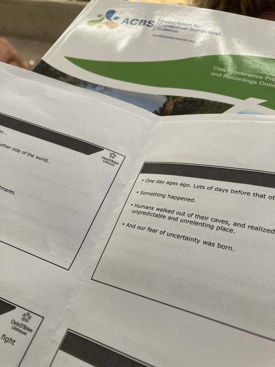 Wowsers!!! What a day @myACBS today! Feeling very welcomed by @ANZACBS chapter meeting, lucky to lead a workshop on Using ACT at the end of life, and had my first Ignite experience! I am blown away by how open, kind and engaging people are!