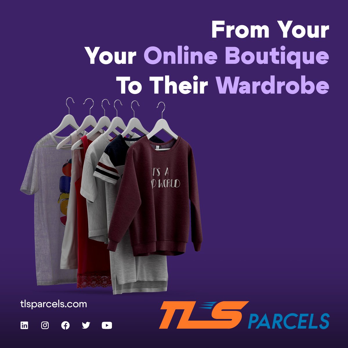 🛍️💼 Trust TLS Parcels to handle your apparel shipments with utmost professionalism, providing top-notch delivery services for your valued customers.

 #onlineboutiques #appareldelivery #apparels #courierservice #fashiondelivery