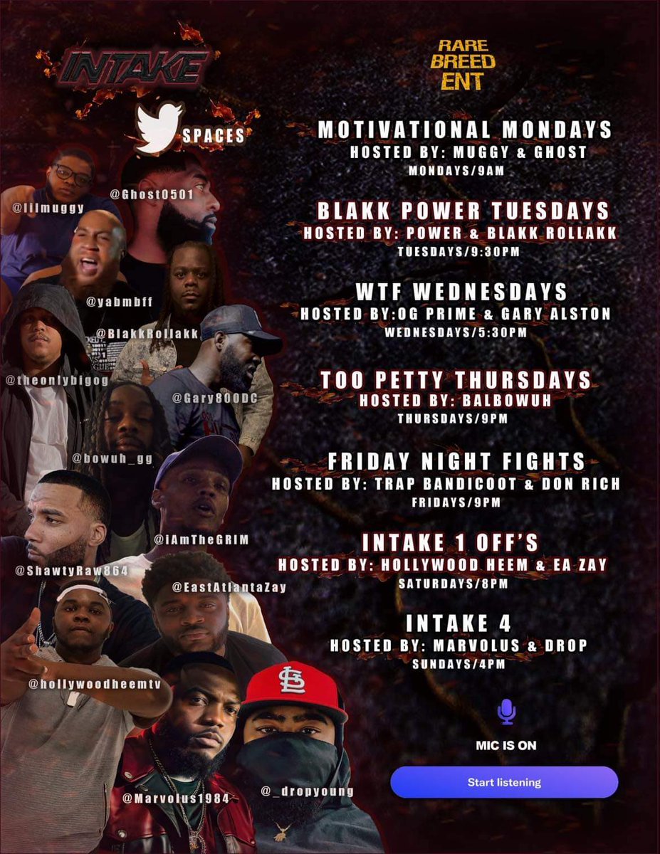PrimeTime1830's tweet image. Y’all Better Tune In! It’s Lit!!!🔥🔥🔥 #Intakeover
#intakeshyt
#rbe
#rarebreedent

@MzLeta_Truth @ItsARP @lawrence_rbe @rapgrid @ruinyourdaynow @thesource @battle_rap_news @chrisunbias @jayblac1615  @vada_fly  @hiphopisrealtv