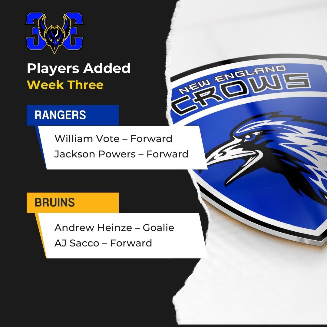 ‼️ Game Day Week Three‼️

Are you ready⁉️ 

Game 1 - 7️⃣:2️⃣0️⃣ Bruins vs Canadiens
Game 2 - 8️⃣:3️⃣0️⃣ Rangers vs Blackhawks 

👀 Players added for this week! 
#CawCaw #3v3Hockey #Summer #hockey