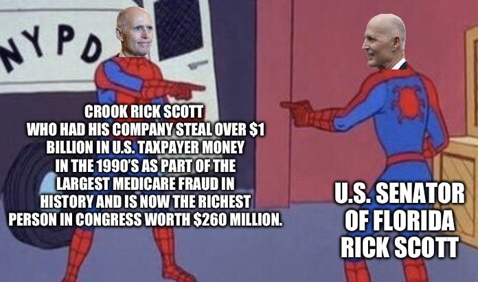 #Florida Republicans only like Rick Scott for the (R) in his name… take away the (R) and replace it with a (D) and they’d see what _ick Scott really is… 

and it’s not a Democrat. 🍆

Plus he’s the richest crook in congress worth $260 million from stealing US tax dollars.