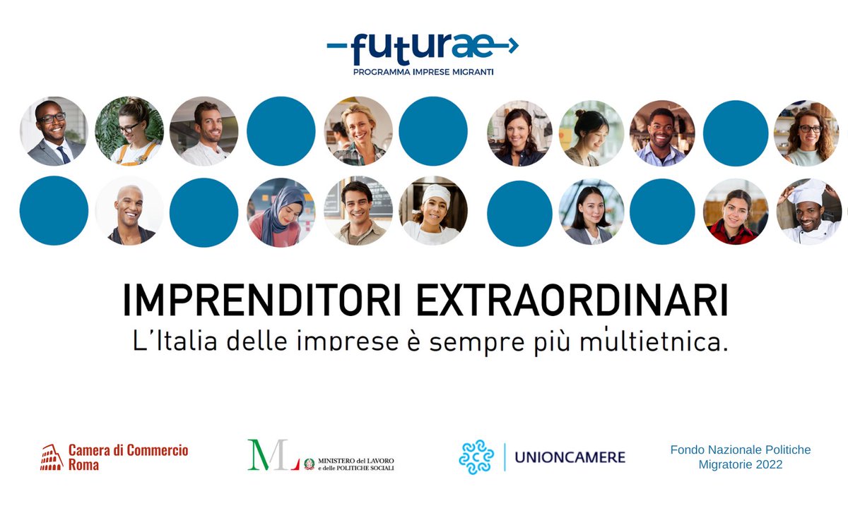Camera di Commercio Roma (@camcomroma) on Twitter photo Anche nel 2023 la Camera di Commercio di Roma aderisce a Futurae, il progetto del <a href="/MinLavoro/">Ministero Lavoro</a>, che promuove la nascita di nuove imprese di migranti e l’avvio di attività di lavoro autonomo tramite percorsi di orientamento e formazione.
Tutte le info ⤵️
rm.camcom.it/pagina3585_pro… Anche nel 2023 la Camera di Commercio di Roma aderisce a Futurae, il progetto del <a href="/MinLavoro/">Ministero Lavoro</a>, che promuove la nascita di nuove imprese di migranti e l’avvio di attività di lavoro autonomo tramite percorsi di orientamento e formazione.
Tutte le info ⤵️
rm.camcom.it/pagina3585_pro…