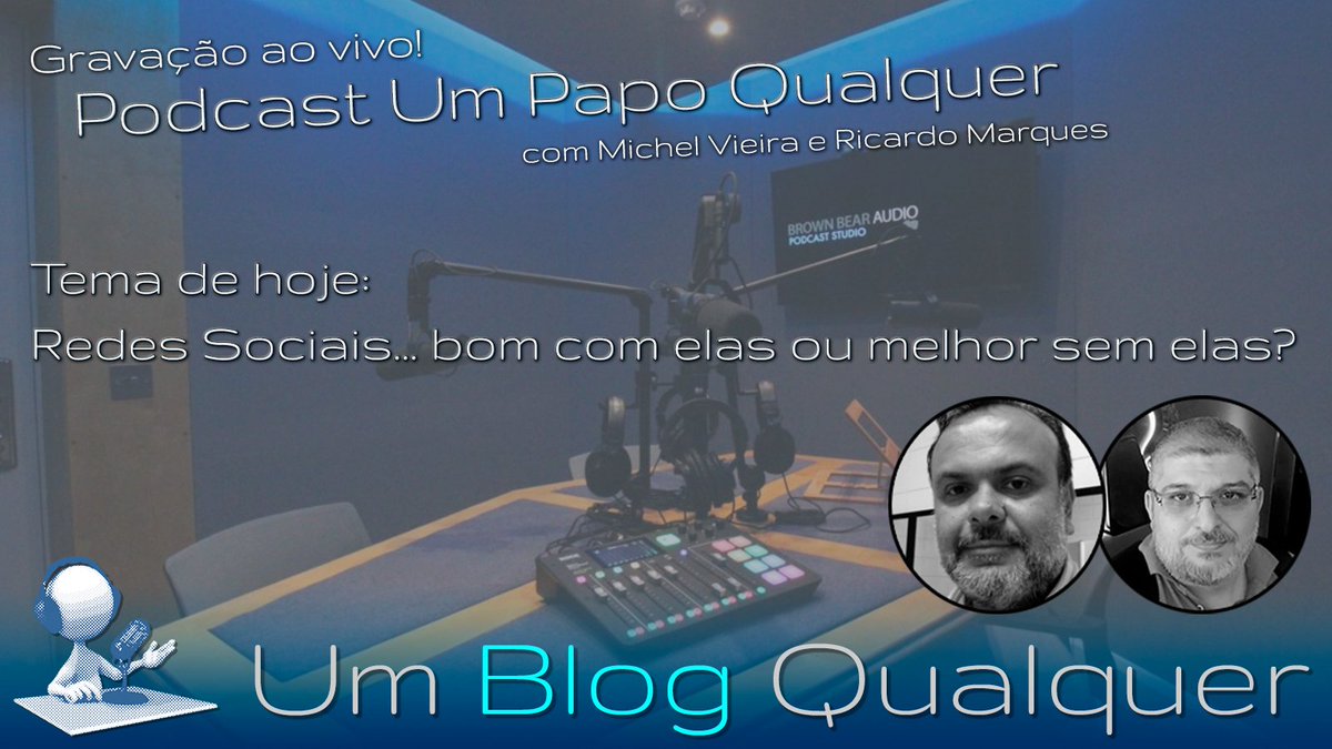 ricardocmarques's tweet photo. Participarei esta noite (27/07) às 22h00 da gravação do Podcast Um Papo Qualquer, juntamente com o @michelmvieira. Vamos conversar sobre a influência das redes sociais em nosso cotidiano.
Participe em https://t.co/P7KOnlVp9h https://t.co/GMMDihIhNb