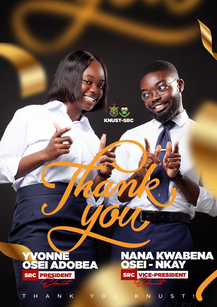 osei_adobea's tweet photo. Thank you, KNUST ! 

We are grateful for the honour of your  confidence, support, and vote.

Yes  ! Christ came through. 

We believe in KNUST and the potential of its students. We will work for you. https://t.co/5B2MC8U4Pi