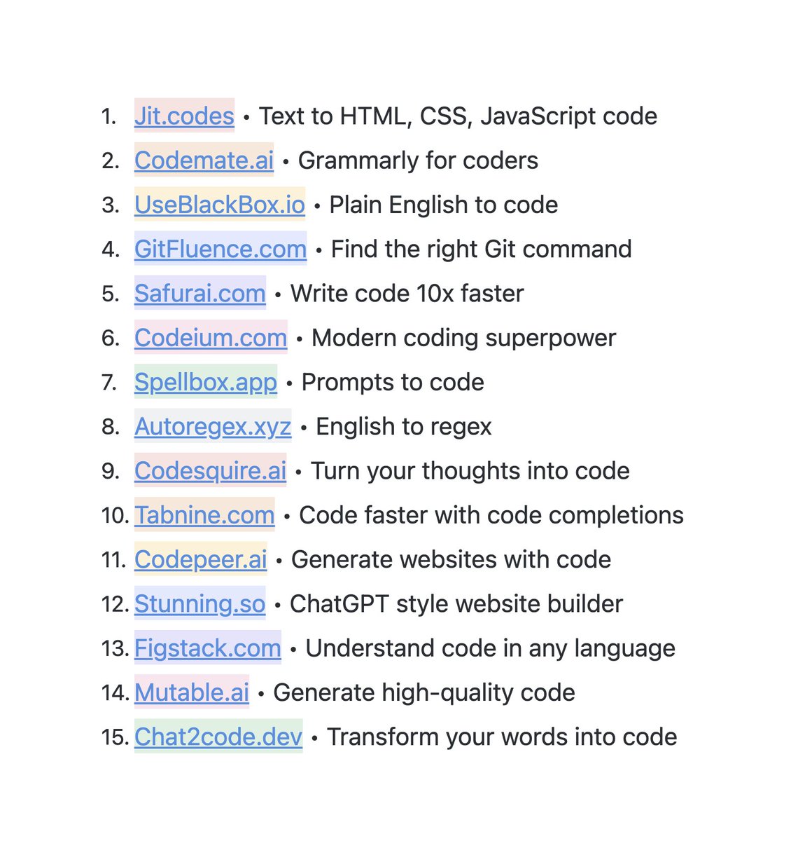 Prathkum's tweet image. 15 AI websites that will help you write code faster: